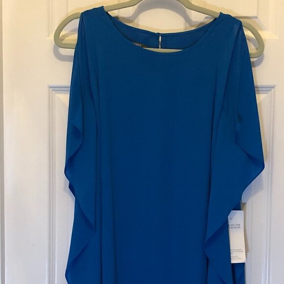 Muse Blue Cocktail Flare Sleeve Dress Size 4 NWT - Picture 2 of 8